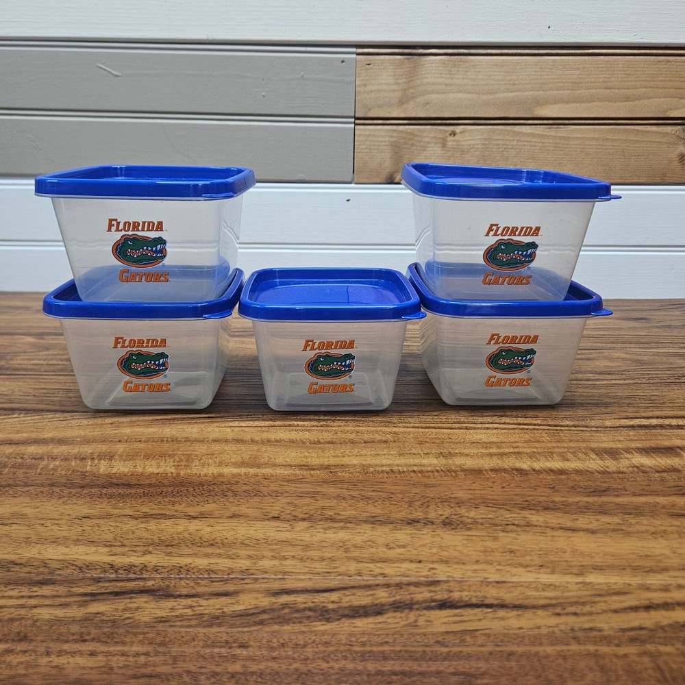 Florida Gators Food Storage Containers Set of 5 Blue Lids NCAA Tailgate Snacks